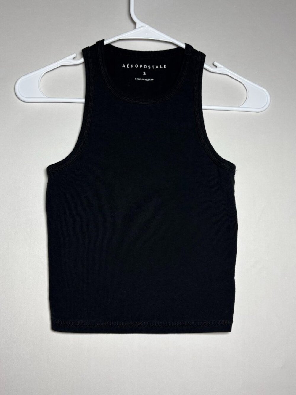 Aeropostle Black Ribbed High Neck Crop Tank Top Size S